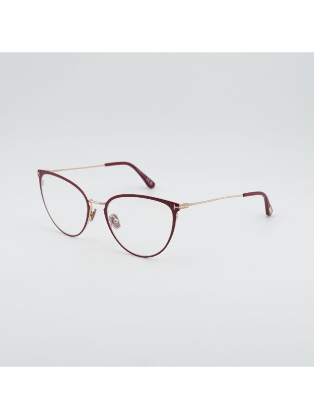 Tom Ford FT5840-B 066 Eyeglasses Red / Gold 56mm Cat Eye Frame, Blue Light Block